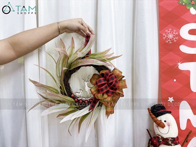 Vòng nguyệt quế Noel rừng lá xoáy 2 size VNGQ-X-38